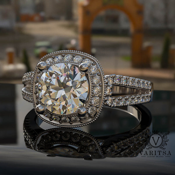 Classic Gold Split Shank Diamond Engagement Ring 1.13ct tw - 02US21